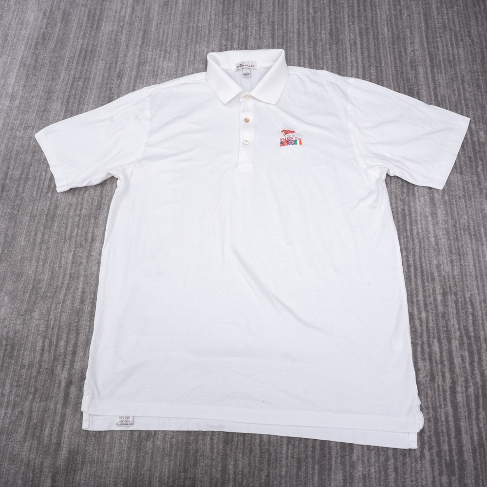 Peter Millar Polo Shirt Mens Large White Excellent 46th Walker Cup LACC Golf